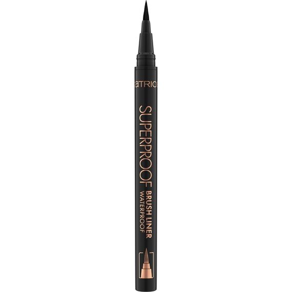 Catrice Superproof Brush Liner Waterproof, Eyeliner, Nr. 010, Schwarz, langanhaltend, Expressergebnis, hochpigmentiert, vegan, wasserfest, ohne Mikroplastikpartikel, ohne Parfüm, 1er Pack (0.45ml)