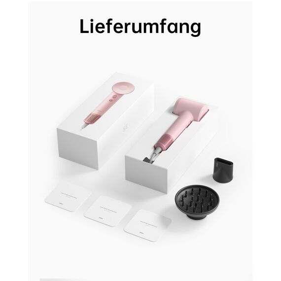 Laifen SE Haartrockner mit 200 Millionen negativen Ionen und Bürstenlosemstenlosem Motor mit 105.000 U/min. Leistungsstarker, schneller und leiser Haartrockner mit magnetischem Zubehör(Rosa)