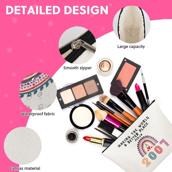 Aucuu Kosmetiktasche Damen, 60 Geburtstag Make-Up-Tasche, Schminktasche, Tragbare Makeup Bag, Mehrzweck Makeup Tasche, Geschenke für 60 Geburtstag Frauen, Mütter, Beste Freundinnen und Großmutter