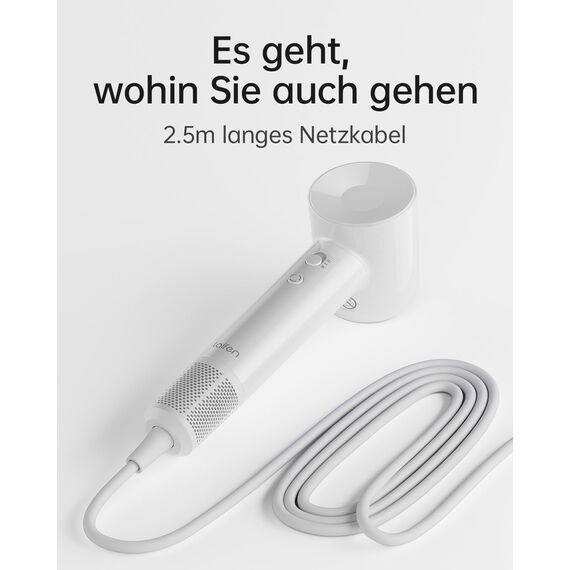 Laifen SE Lite Haartrockner, negativer Ionen-Haarföhn mit 100000 U/min bürstenloser Motor für schnelles Trocknen, leiser Hochgeschwindigkeits-Haartrockner, für zuhause und auf Reisen(Weiß)