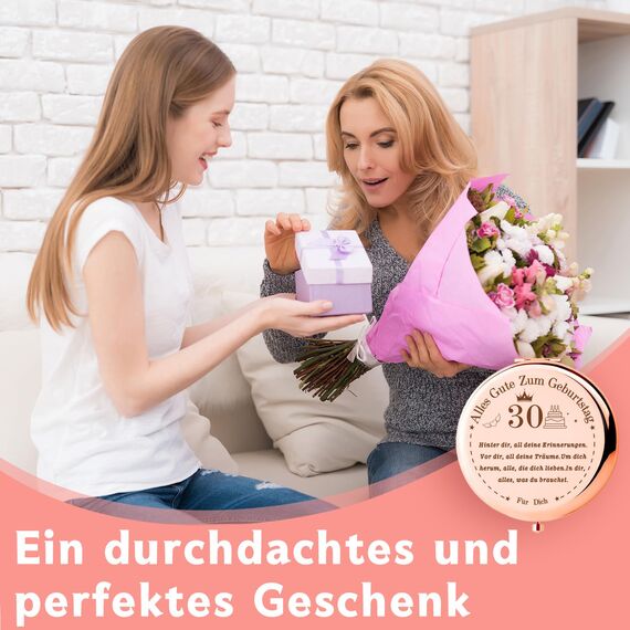 VivaJoy Geschenk 30 Geburtstag Frauen - Geschenk Zum 30 Geburtstag Frau, Kompakter Make-up-Spiegel,Taschenspiegel, Geschenke Zum 30. Geburtstage Für Mama,Ehefrau, Tochter, Beste Freundin, Schwester