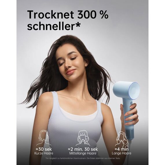 Laifen SE Haartrockner mit 200 Millionen negativen Ionen und Bürstenlosemstenlosem Motor mit 105.000 U/min. Leistungsstarker, schneller und leiser Haartrockner mit magnetischem Zubehör(Blau)