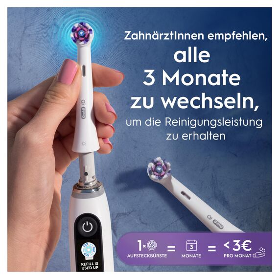 Oral-B iO Strahlendes Weiss, Original Aufsteckbürsten für elektrische Oral-B iO Zahnbürsten, Zahnaufhellung, Weiß, 2 Stück