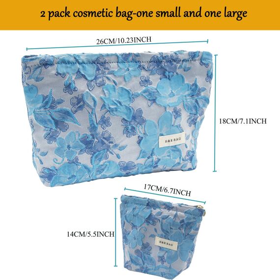 ONEGenug Kosmetiktasche Klein 2 Pcs Make up Tasche Damen Mädchen Schminktasche Organizer für Reise Geschenk