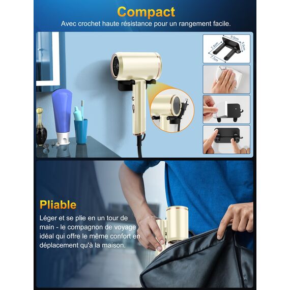 Vbrisi Föhn,Fön,2400W Klappbar Ionen Haartrockner, Schnelltrocknen Hair Dryer, Profi Reisefön mit Heiß-/Kalttaste, 3 Heiz,AC Motor Salon Haarföhn mit Diffusor & Aufbewahrungstasche (Beige)
