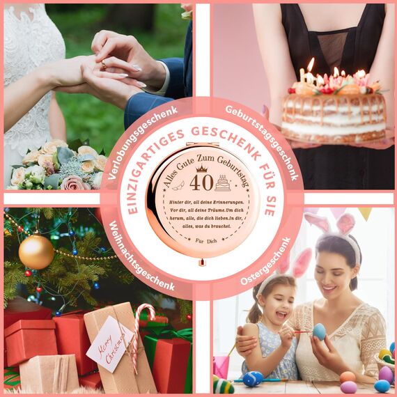 VivaJoy Geschenk 40 Geburtstag Frauen - Geschenk Zum 40 Geburtstag Frauen, Kompakter Make-up-Spiegel, Taschenspiegel, Geschenke Zum 40. Geburtstage Für Mama,Ehefrau, Tochter, Beste Freundin, Schwester