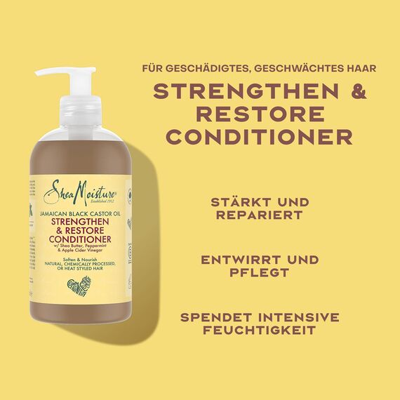 SheaMoisture Shampoo und Spülung für natürliches, chemisch behandeltes oder hitzegestyltes Haar Jamaican Black Castor Oil Haarpflege-Bundle Shampoo 1x 384 ml, Spülung 1x 384 ml - 2 Stück