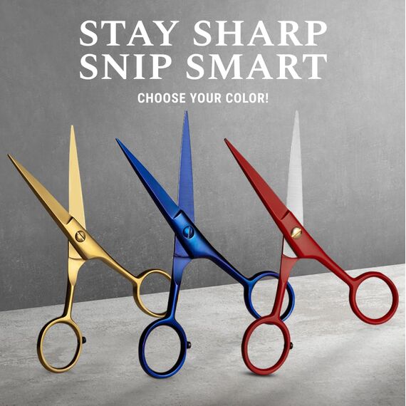 Ontaki 5“ Professionelle deutsche Bart- und Schnurrbartschere mit 2 Kämmen und Tragetasche für Männer (Mitternachtsblau)