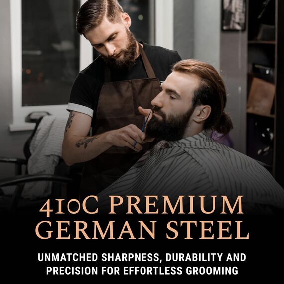 Ontaki 5“ Professionelle deutsche Bart- und Schnurrbartschere mit 2 Kämmen und Tragetasche für Männer (Mitternachtsblau)