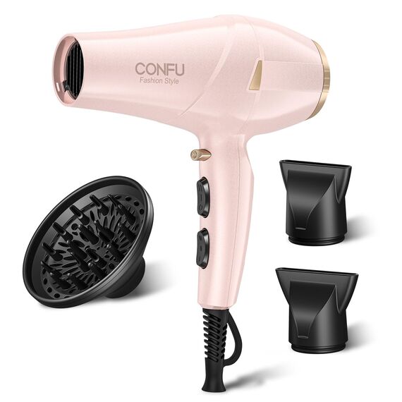 CONFU 2300W Profi Föhn Ionen Technologie Salon Fön Haartrockner mit Diffusor StylingDüse, 2 Geschwindigkeit und 3 Heizstufen (rosa Farbe)