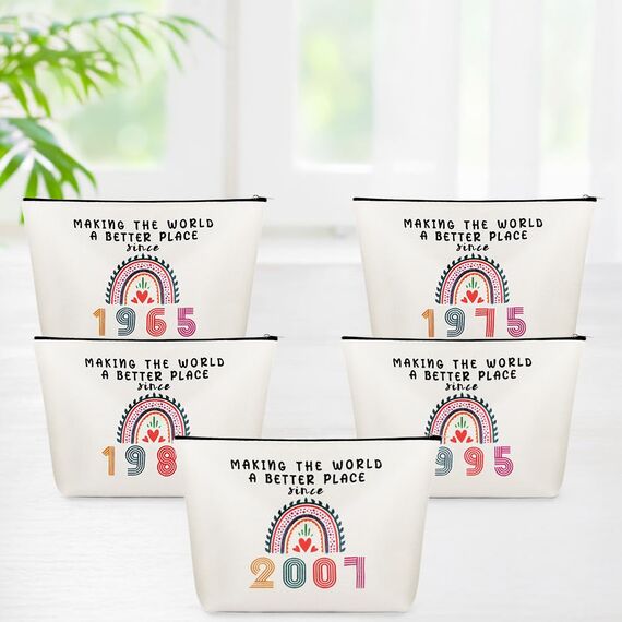 Aucuu Kosmetiktasche Damen, 50 Geburtstag Make-Up-Tasche, Schminktasche, Tragbare Makeup Bag, Mehrzweck Makeup Tasche, Geschenke für 50 Geburtstag Frauen, Mütter, Beste Freundinnen und Großmutter