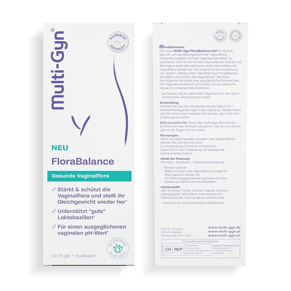 Multi-Gyn FloraBalance - Vaginalgel mit Milchsäure - Wiederherstellung, Stärkung & Schutz der Intimflora* - Optimiert den vaginalen pH-Wert - klinisch erwiesen - 50ml