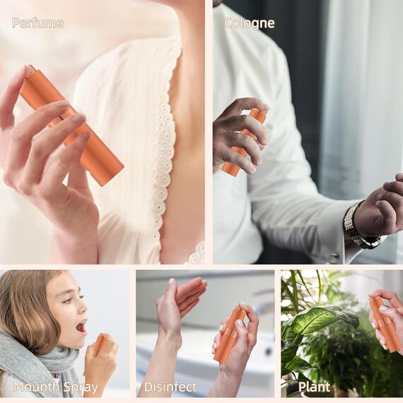 Toureal 8ML Parfum Zerstäuber Leer (3 Stück) Mini Spruehflasche, Parfüm Behälter, Parfümzerstäuber Nachfüllbar (Gelb, Grün, Orange)