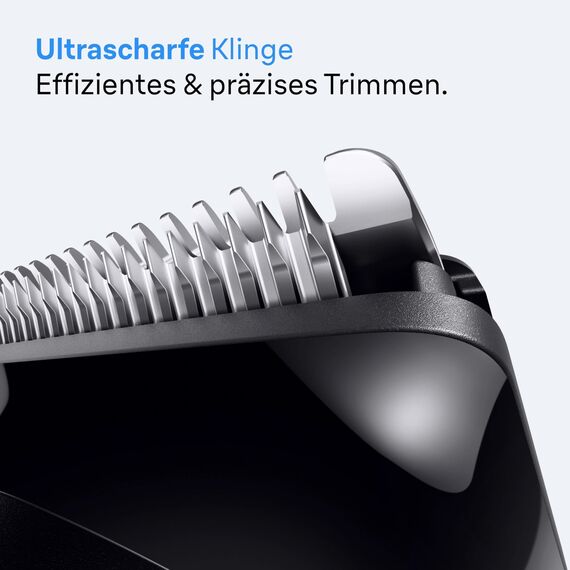 Braun Barttrimmer Series 3, Elektrischer Bartschneider Herren, 6 Zubehörteile, Ultrascharfe ProBlade Klinge, 50 Min Akkulaufzeit, Kabelloser Bartrasierer, 40 Längen, Wasserdicht, BT3565, Schwarz/Blau