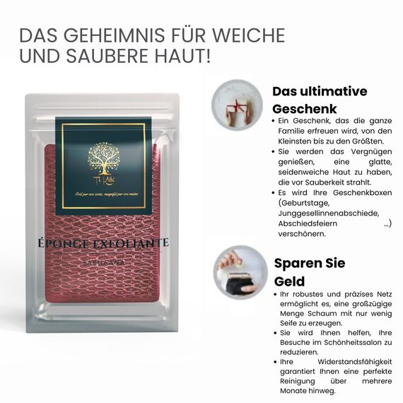 Sarhaana African Bath Sponge afrikanischer netzschwamm Djampe afrikanisches Duschnetz, Badeschwamm, Peeling-Handschuh, Toilettenblume, XL, Zubehör für Damen, Herren, Kinder, Körperpeeling (BURGUNDI)