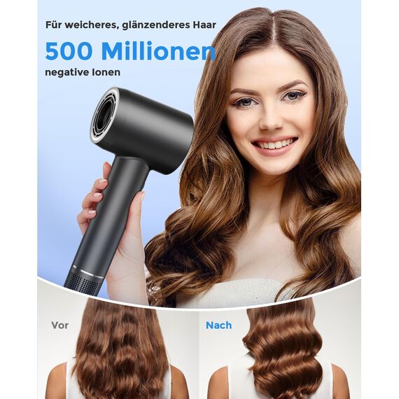 Professioneller Negativ Ionen Haartrockner, Hochgeschwindigkeits-Föhn mit 160.000 U/min, Bürstenloser Motor für Schnelles Trocknen mit Magnetischer Düse