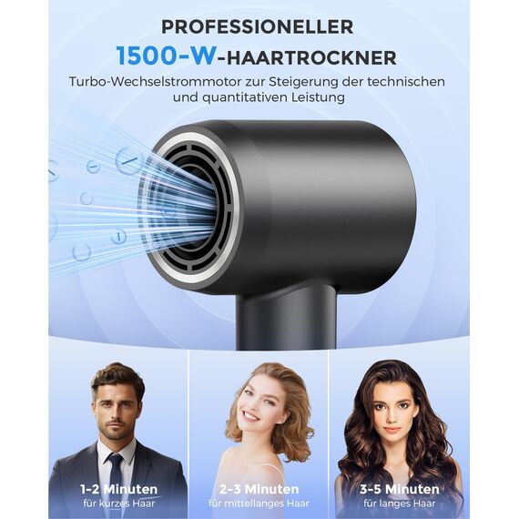 Professioneller Negativ Ionen Haartrockner, Hochgeschwindigkeits-Föhn mit 160.000 U/min, Bürstenloser Motor für Schnelles Trocknen mit Magnetischer Düse