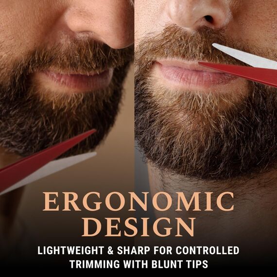 Ontaki 5“ Professionelle deutsche Bart- und Schnurrbartschere mit 2 Kämmen und Tragetasche für Männer (True Red)