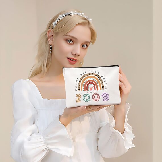 ZUFIO Geschenk zum 16. Geburtstag Mädchen Make-Up Tasche,Inspiration Schlüsselanhänger，Lustiges Geburtstagsgeschenk für Frauen 16. Geburtstag, 16 Jahre Geburtstag Mädchen 2009