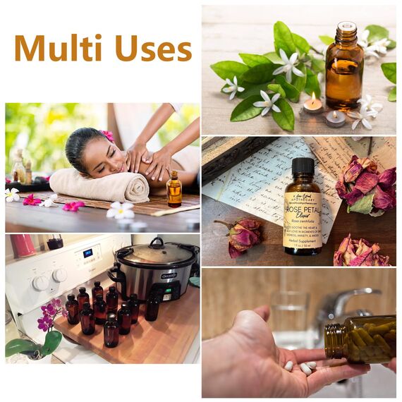 DIDITIME 24 Stück Bernsteinglasflaschen für Vanilleextrakt, Boston, runde, auslaufsichere braune Gläser mit Kappen, Bonus-Trichter, ideal für hausgemachte Extrakte, ätherische Öle,