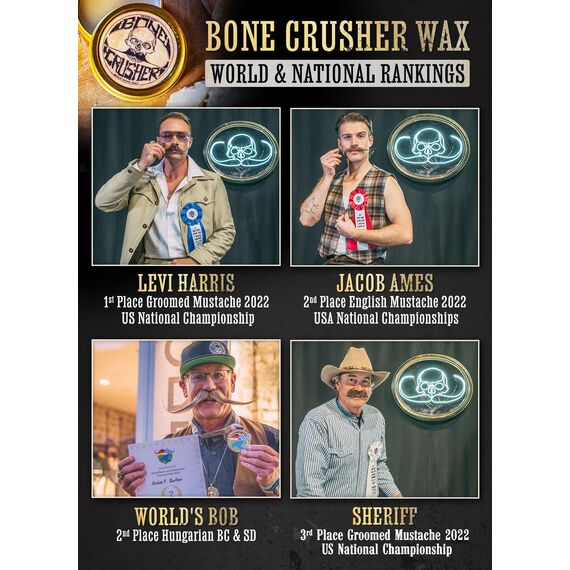 Bone Crusher Schnurrbartwachs für Herren 30 ml – Extra Starker Halt, Langanhaltendes Handlebar-Styling, Professionelles Premium Bart- und Schnurrbart Wachs – von Death Grip