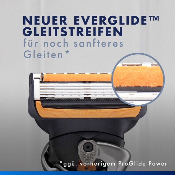 Gillette Proglide Power Klingen, 8 Original Ersatzklingen, Rasierklingen Herren, 2x Gleitstreifen vor und nach den Klingen und EverGlide Gleitstreifen für unglaubliche Gründlichkeit und Komfort