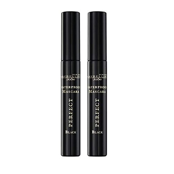 Maybelline New York Wasserfeste Wimperntusche für mehr Volumen, Cream Mascara, Nr. 2 Black Waterproof (Schwarz), 1 x 7 ml (Packung mit 2)
