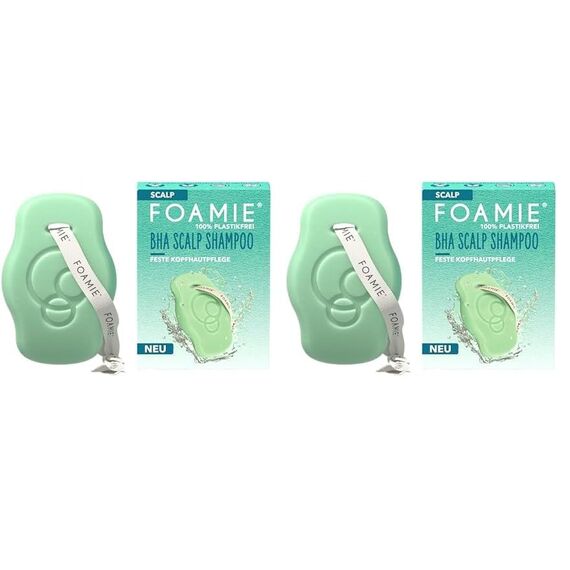 Foamie Festes Shampoo SCALP, Anti-Schuppen Shampoo Kopfhaut mit BHA, Salizylsäure & Malvenblütenextrakt, Spezialisiert auf Kopfhautpflege, Kraftloses Haar & Anti-Schuppen Lösung, 80g (Packung mit 2)