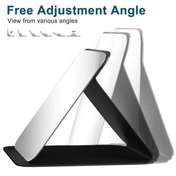 Redamancy 21x15cm Reisespiegel Klappbar, Freistehender Tischspiegel, Super HD Schminkspiegel, Kosmetikspiegel mit Schwarz PU-Leder, Standspiegel Klein, Tragbar Klappspiegel, für Zuhause, Reisenutzung