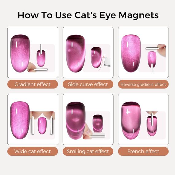 TOMICCA Cat Eyes Gel UV Nagellack mit Magnete Set, 6 Farben Violett Tiefblau Glas Kristall Gel Nägel Polish Set für Anfänger Nagelstudio DIY Home, 8ML