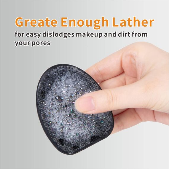 HieerBus Silikon Gesichtsreiniger, Manuelle Peeling Bürste, Handheld Gesichtsreinigungsbürste für Frauen Männer Entfernen Poren Reinigung Massage (Schwarz+Schwarz)