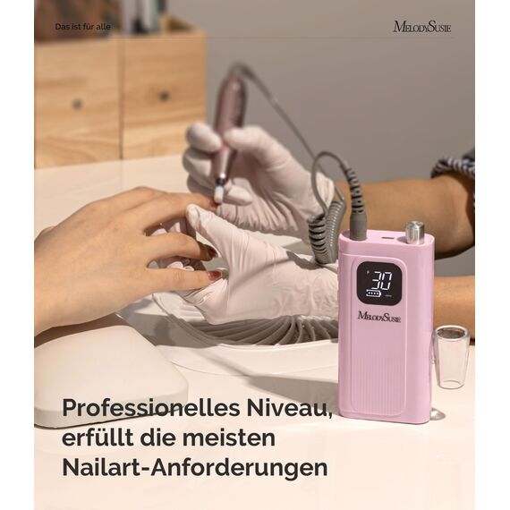 MelodySusie SC300F Professioneller Aufsteckbarer Nagelfräser, Wiederaufladbare Elektrische Nagelfeile 30000 U/min, mit LCD-Display, Verstellbarer Geschwindigkeit, für Acrylnägel Gelnägel, für Salon