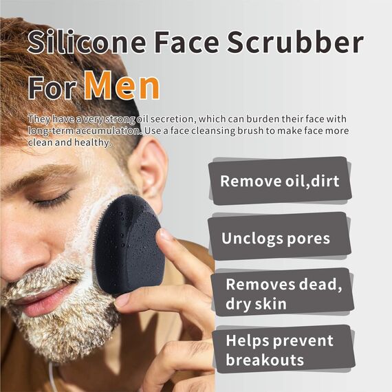 HieerBus Silikon Gesichtsreiniger, Manuelle Peeling Bürste, Handheld Gesichtsreinigungsbürste für Frauen Männer Entfernen Poren Reinigung Massage (Schwarz+Schwarz)