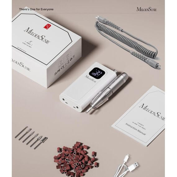 MelodySusie SC300F Professioneller Aufsteckbarer Nagelfräser, Wiederaufladbare Elektrische Nagelfeile 30000 U/min, mit LCD-Display, Verstellbarer Geschwindigkeit, für Acrylnägel Gelnägel, für Salon