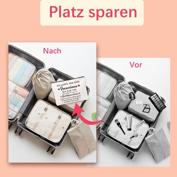 ZUFIO Lustiges Beste Freundin Geschenke mit Geisterfreundinnen-Spruch Kosmetiktasche, Geschenk Freundin Geburtstag, Personalisierte Geschenke Frauen
