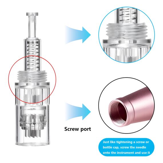 30 Stück Microneedling Nadeln Schraubenmund 36 Pin Ersatz Nadeln Patrone Microneedling Gerät Ersatz Nadeln Nano Mikronadel Derma Pen Mikronadelstifte passend für Schraubmundtypen
