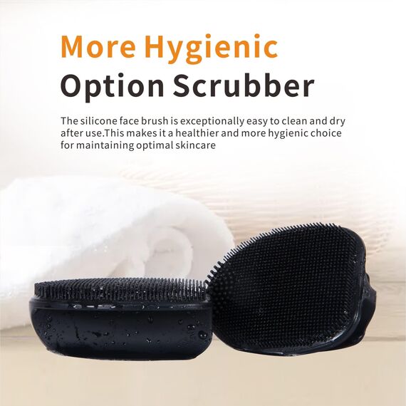 HieerBus Silikon Gesichtsreiniger, Manuelle Peeling Bürste, Handheld Gesichtsreinigungsbürste für Frauen Männer Entfernen Poren Reinigung Massage (Schwarz+Schwarz)