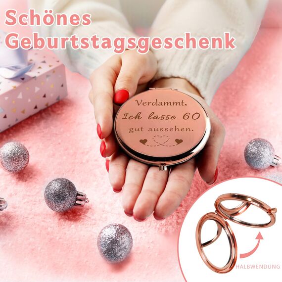 VivaJoy Geschenke Zum 60 Geburtstag Frauen - Geschenk 50 Geburtstag Frau,kompakter Make-up-Spiegel,60 Frau Geschenke Zum Geburtstage Geschenkideen Für Jubiläen, Geschenke für Frauen Zum 60