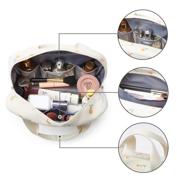 Funtlend Kulturtasche Damen Cord Kosmetiktasche kulturbeutel Kosmetik Tasche Reise Kulturbeutel Waschtasche für Travel Mädchen