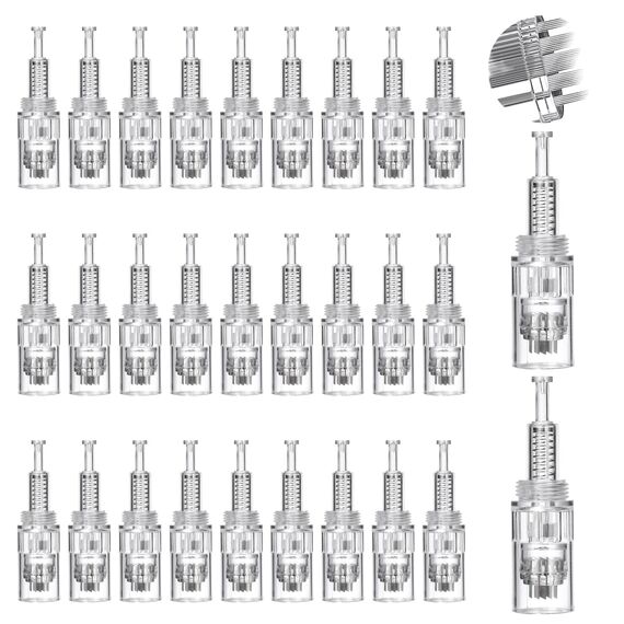 30 Stück Microneedling Nadeln Schraubenmund 36 Pin Ersatz Nadeln Patrone Microneedling Gerät Ersatz Nadeln Nano Mikronadel Derma Pen Mikronadelstifte passend für Schraubmundtypen