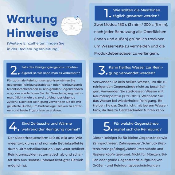 Ultraschallreinigungsgerät 48000Hz Ultraschallreiniger Schnurlos Aufladbare | 120ML | Ultrasonic Cleaner Ultraschallbad für | Zahnersatz | Retainer | Prothesen | Zahnschiene | Schmuck | (Weiß)