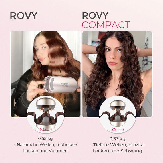 TYMO ROVY Compact Welleneisen für haare, Lockenstab große Locken geeignet für Anfänger, Sofortiges Wellen, 25mm Ionen Hair Curler für kurze Haare mit 4 Temperaturen LED-Anzeige, Anti-Verbrennung, Gold
