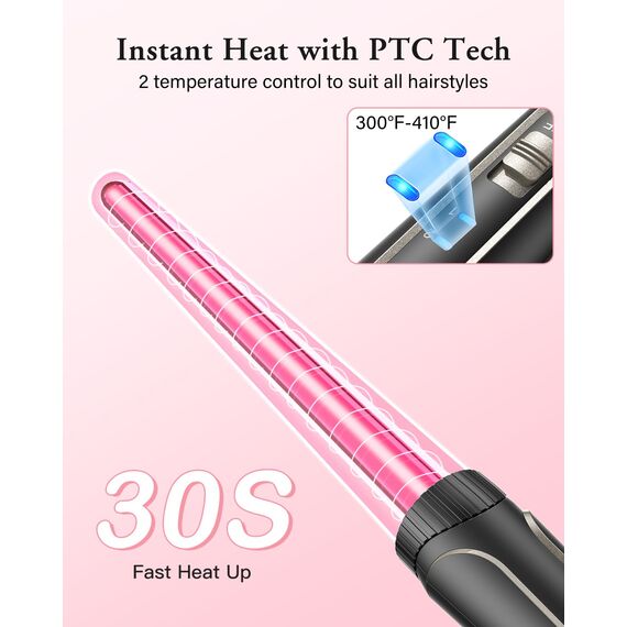 BESTOPE PRO Lockenstab set 5 in 1 Welleneisen - Lockenstäbe 3 Fässer für Große Keine Locken Keramik Lockenwickler mit Verschiedenen Aufsätzen mit Handschuh und 2 Clips