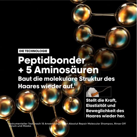 L'Oréal Professionnel Maske für strukturgeschädigtes Haar, Molekulare Tiefenreparatur für mehr Geschmeidigkeit, Mit Peptidbondern und 5 Aminosäuren, Serie Expert, Absolut Repair Molecular Maske, 150ml