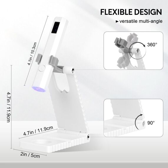 Mini UV Lampe für Gelnägel, UV Lampe für Nägel mit Ständer Wiederaufladbar, kleine UV Nagellampe Tragbar, 2 Timer-Modi Nageltrockner für Gel-Nagellack, Gel Nagellack Trocknergerät Weiß