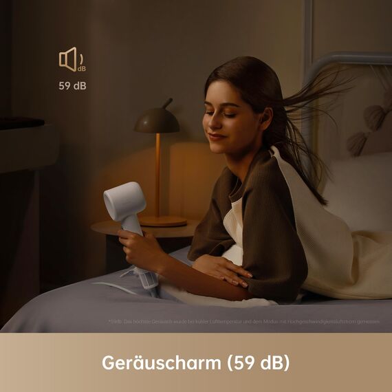 dreame Hair Gleam Haartrockner, Schneller Hochgeschwindigkeitsmotor mit 110.000 U/m, 65m/s Luftstrom, 330g, 200 Millionen Negative Ionen, Temperatur- und Luftstromregelung, Grau