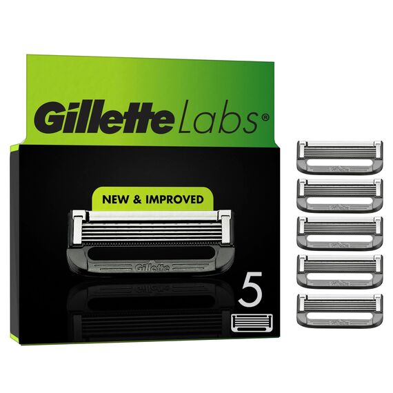 Gillette Labs Rasierklingen für Männer, 5 Original Ersatzklingen, Klingen für Herren Kompatibel mit allen GilletteLabs Rasierern (inkl.Heated Razor)