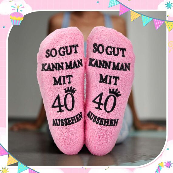Xuniea 40. Geburtstag Geschenk für Frauen - Kosmetiktasche zum 40. Geburtstag und Geburtstagssocken Make-Up Tasche und Strümpfe Geschenk für Damen Jahrgang 1985