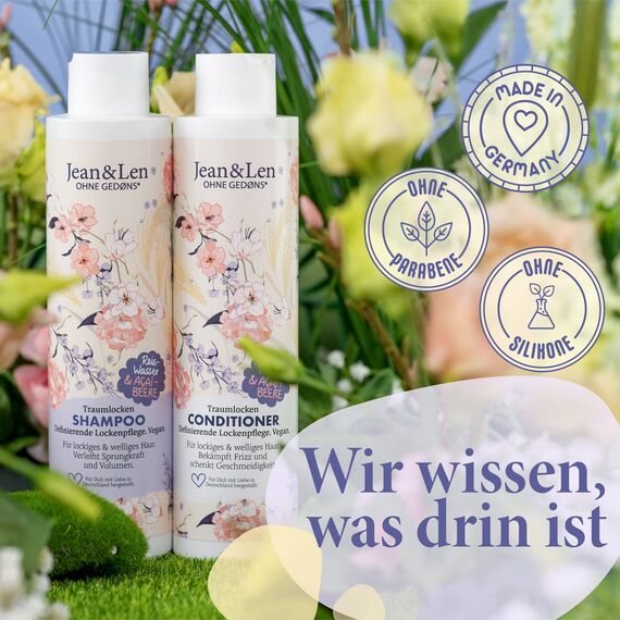 Jean & Len Traumlocken Conditioner Reiswasser & Açaibeere, für lockiges & welliges Haar, bekämpft Frizz und schenkt Geschmeidigkeit, Haarconditioner, ohne Parabene & Silikone, vegan, 300 ml