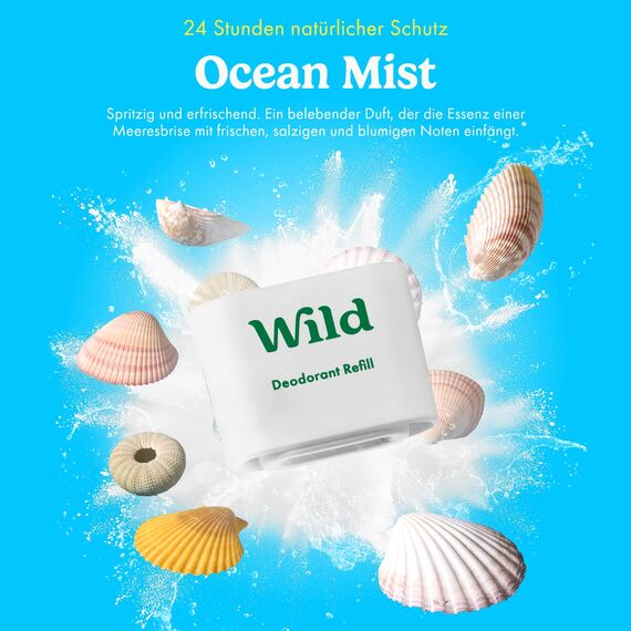 Wild - Natürliches nachfüllbares Deo - Aluminiumsalzfrei - Nachfüll-Sortenpaket enthält Fresh Cotton & Sea Salt, Ocean Mist und Thunderstorm Düfte - Lang anhaltender Schutz